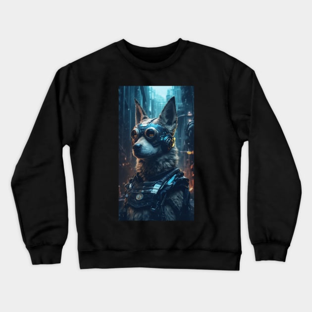 Cyborg Dog Portrait Crewneck Sweatshirt by AviToys